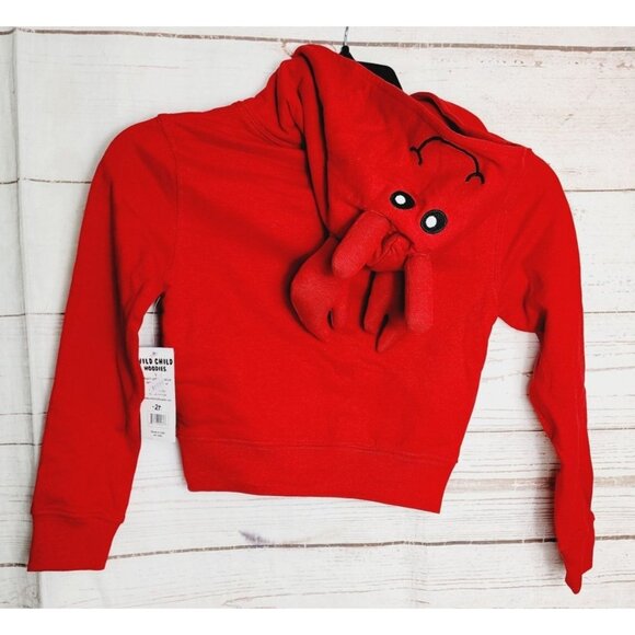Red Lobster Nantasket Beach Embroidered Toddler Hooded Sweatshirt by Wild Child - Picture 3 of 10